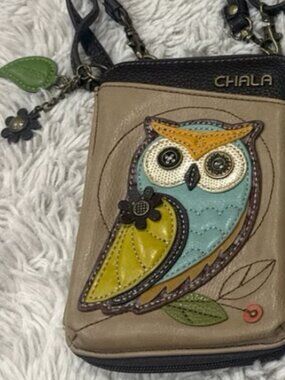 CHALA owl crossbody bag with cute flower and leaf charms